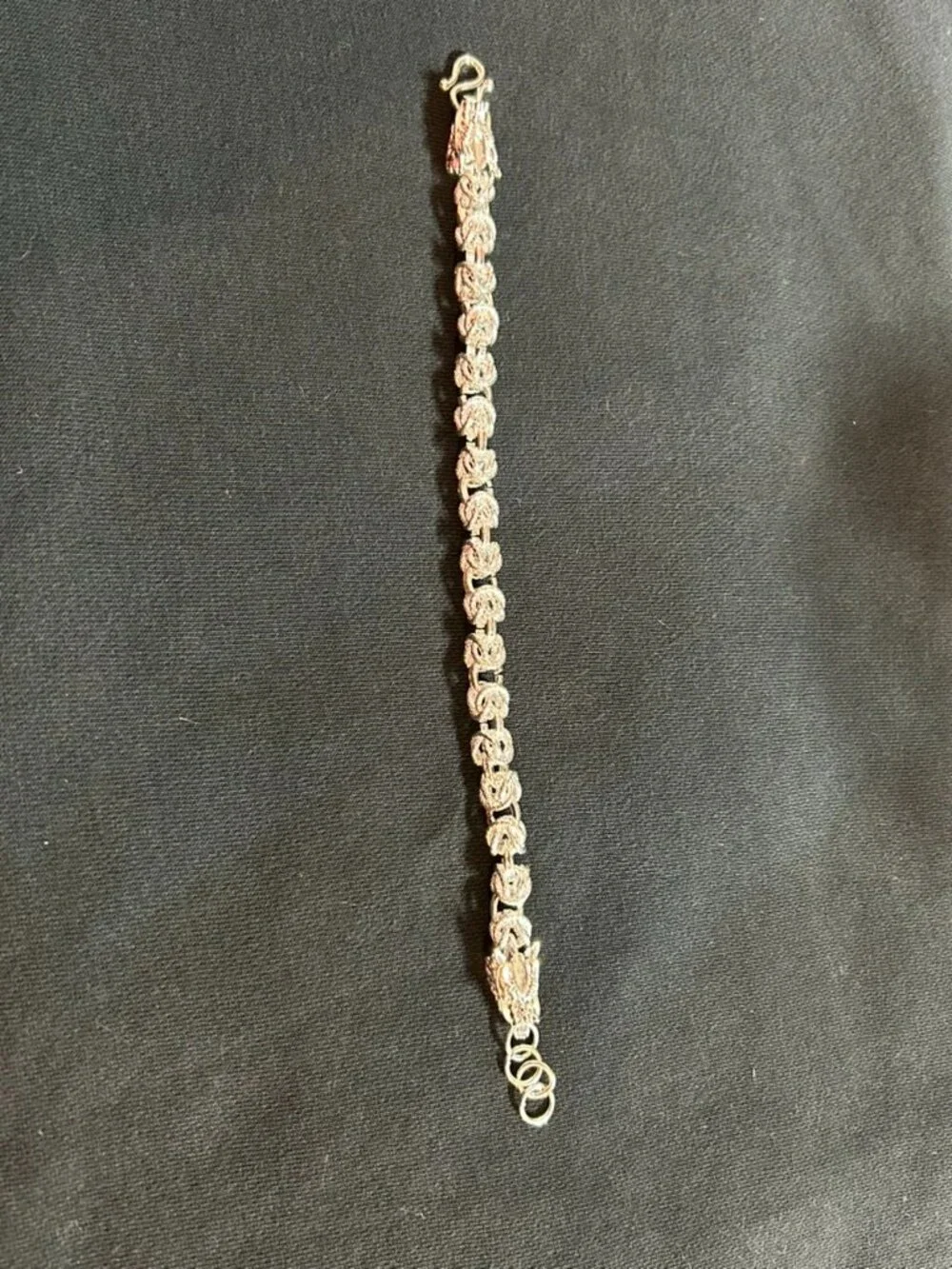 Silver Dragon Head Link Bracelet Heavy Ornate Scale Chain 8.5